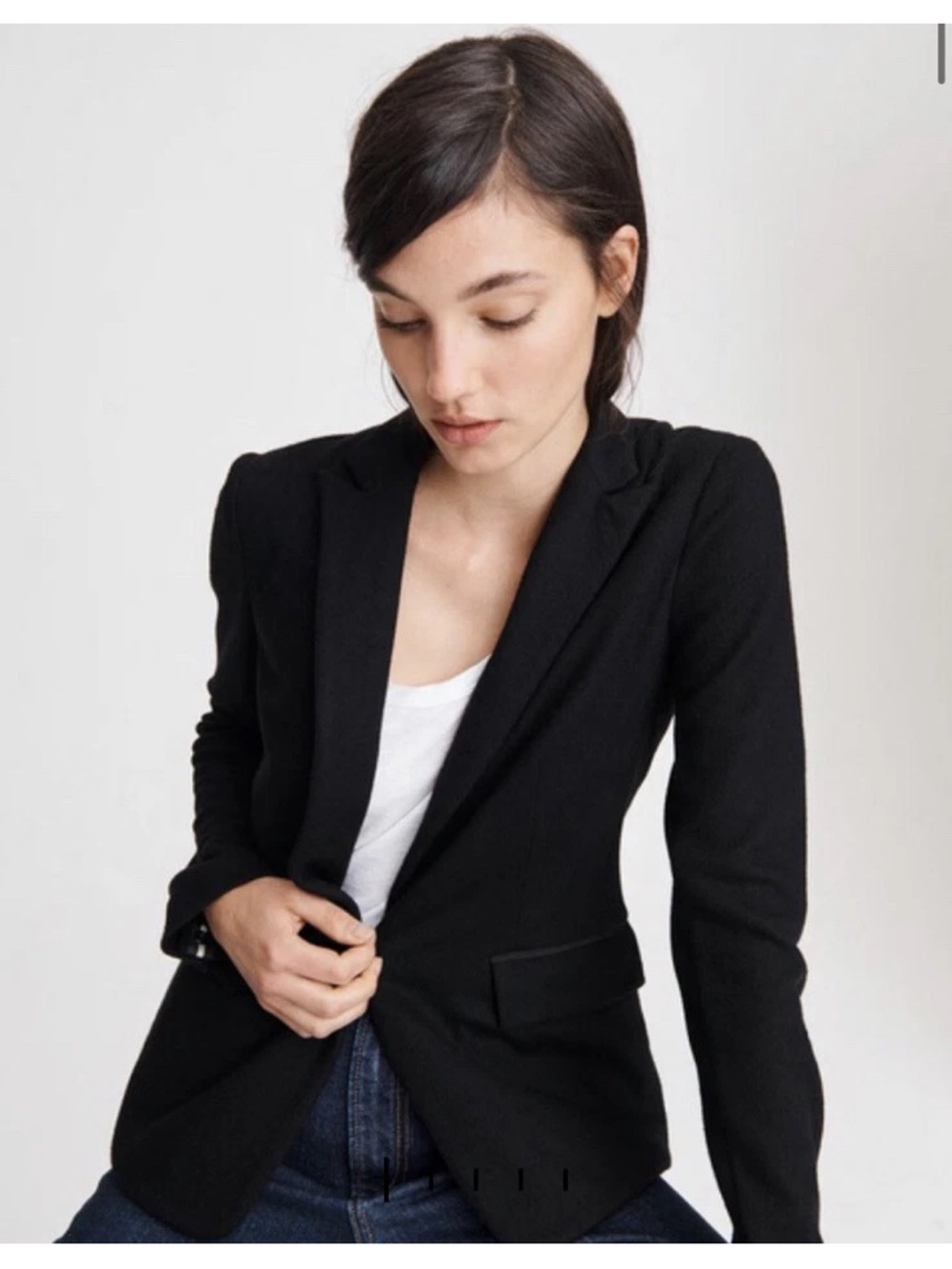 EUC Rag & Bone Womens Size 00 Black Lexington 100% Wool Tailored Blazer Jacket